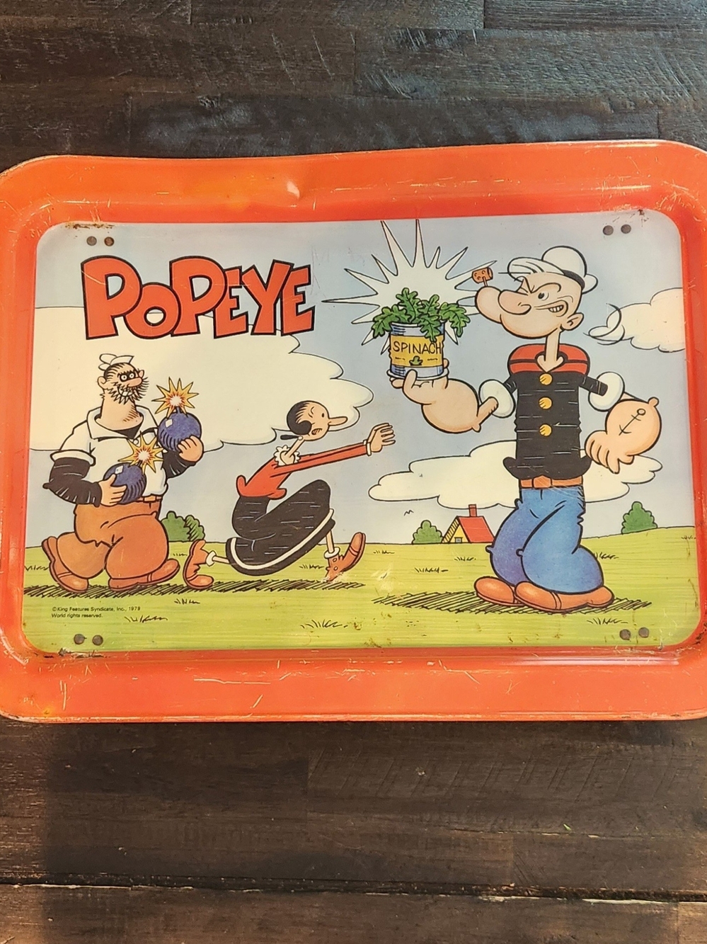 Vintage 1970s Popeye Metal Serving Tray With Legs